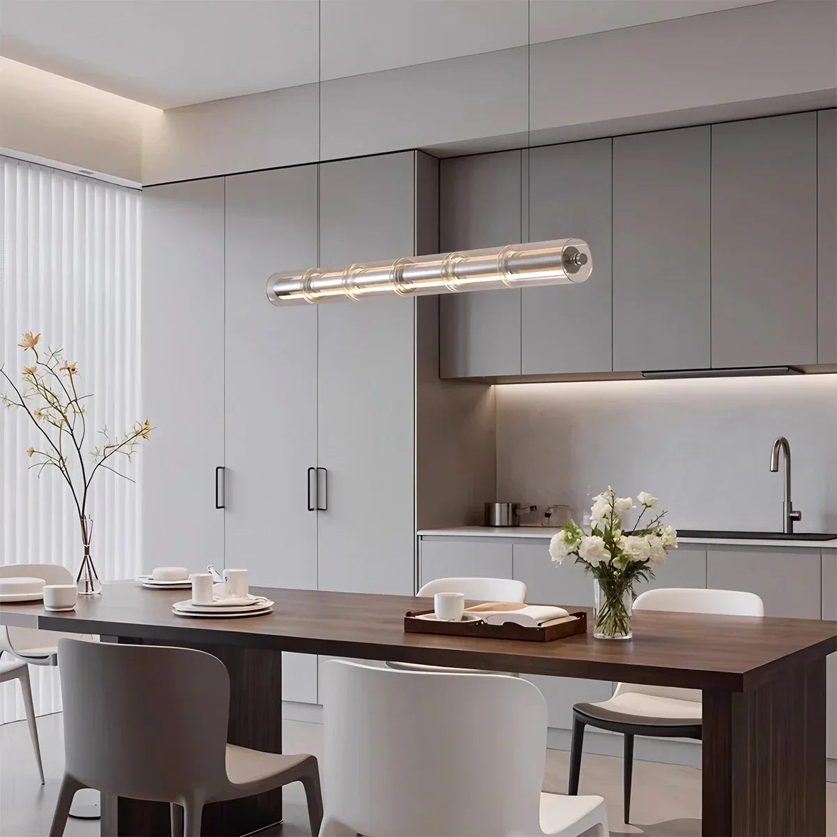 Minimalist Long Glass Pendant Light | Desfino