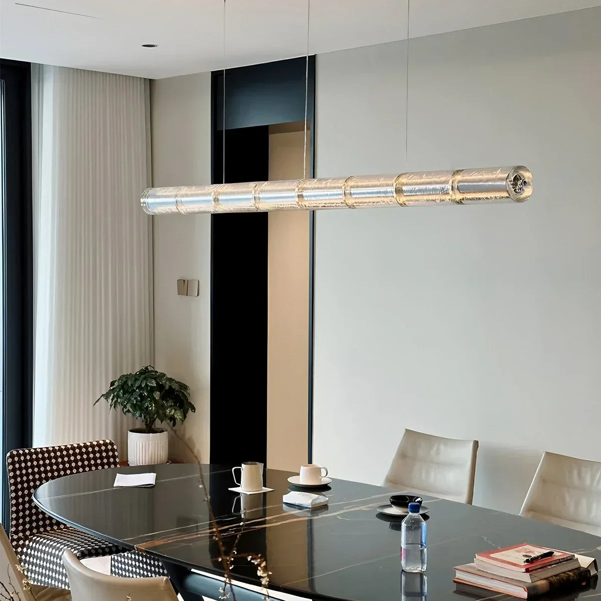 Minimalist Long Glass Pendant Light | Desfino