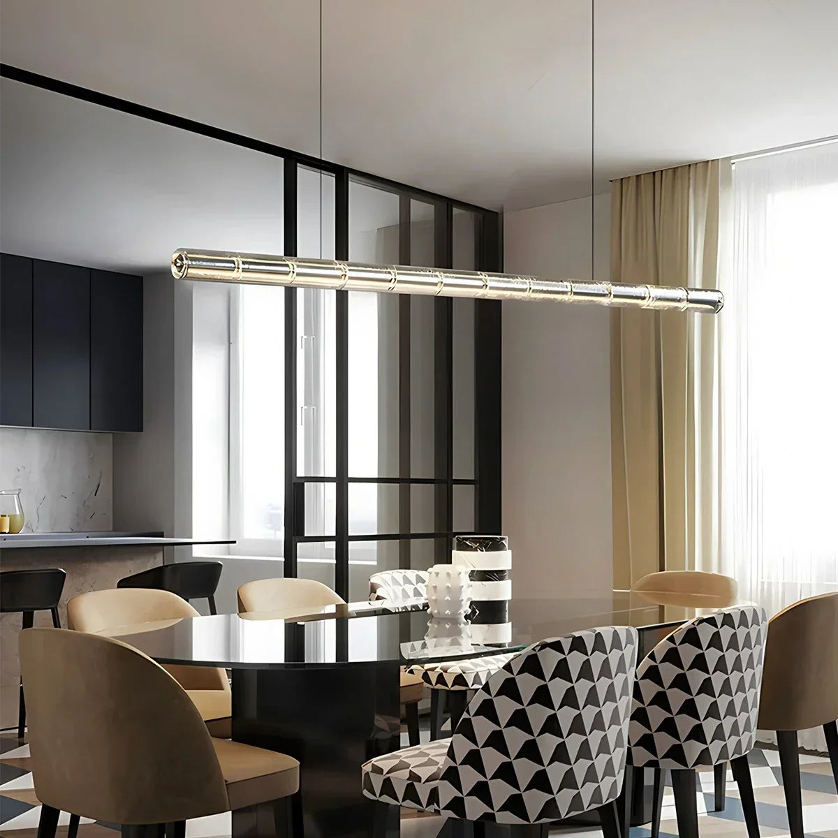 Minimalist Long Glass Pendant Light | Desfino