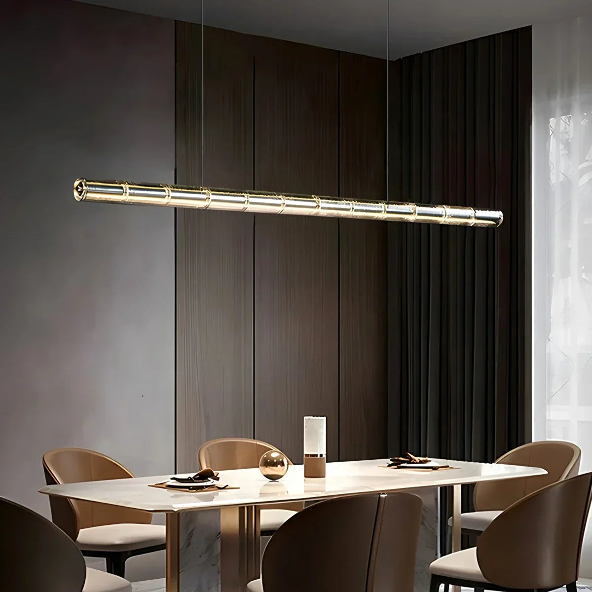 Minimalist Long Glass Pendant Light | Desfino