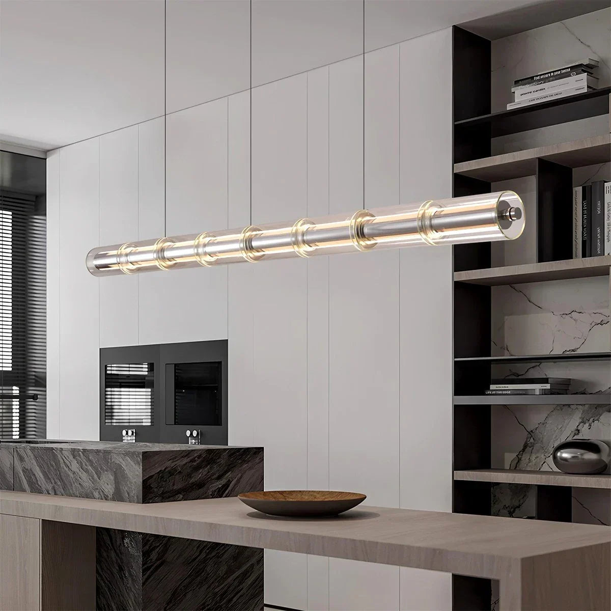 Minimalist Long Glass Pendant Light | Desfino