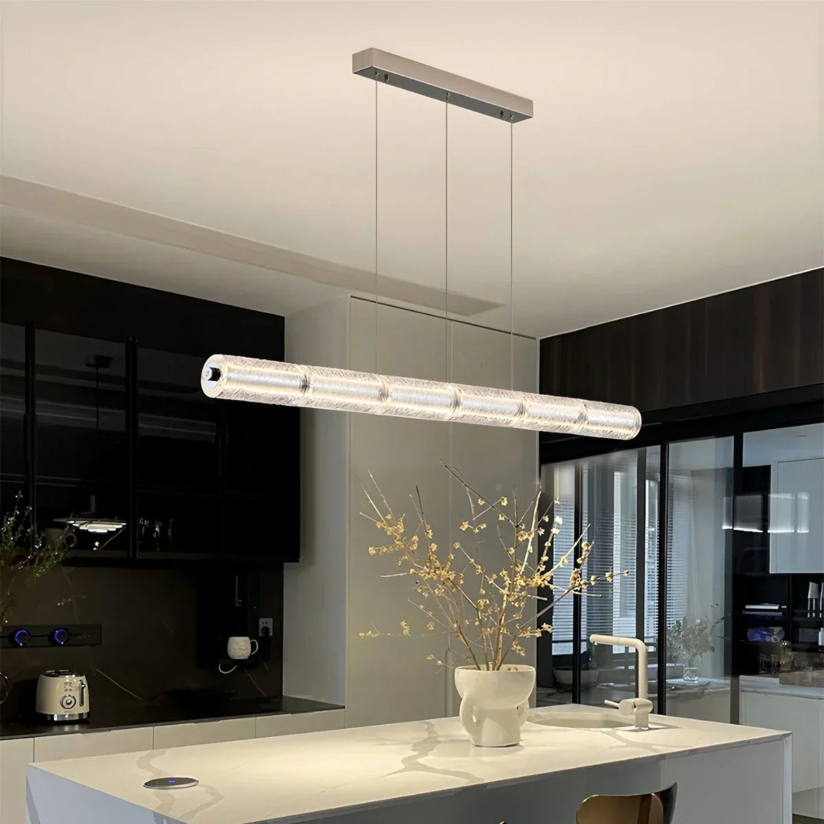 Minimalist Long Glass Pendant Light | Desfino
