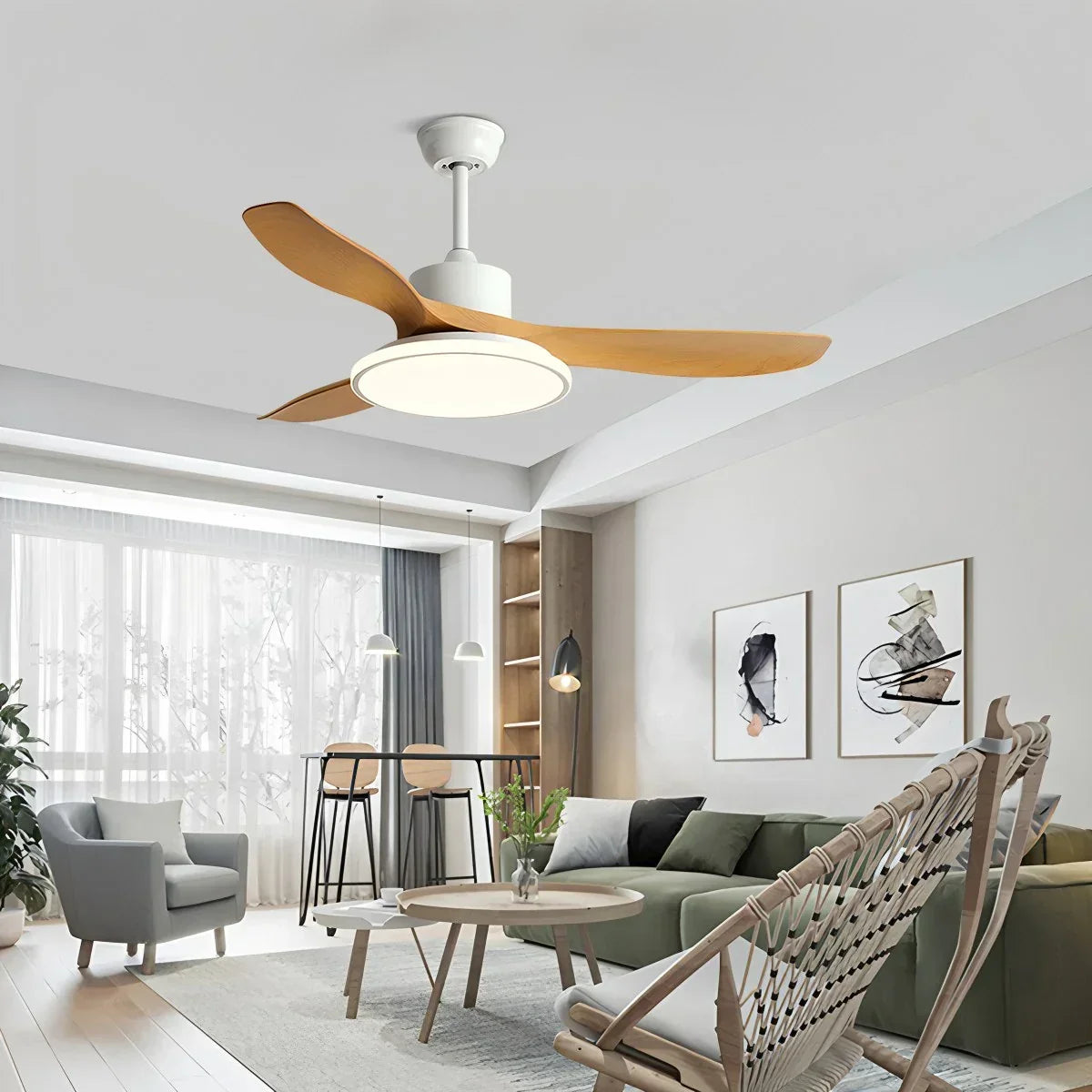 Modern 3 Blade Ceiling Fan with Light | Desfino