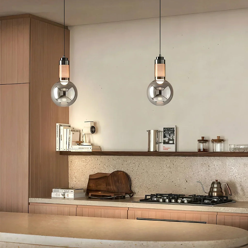 Industrial Glass Pendant Light for Bedroom | Desfino