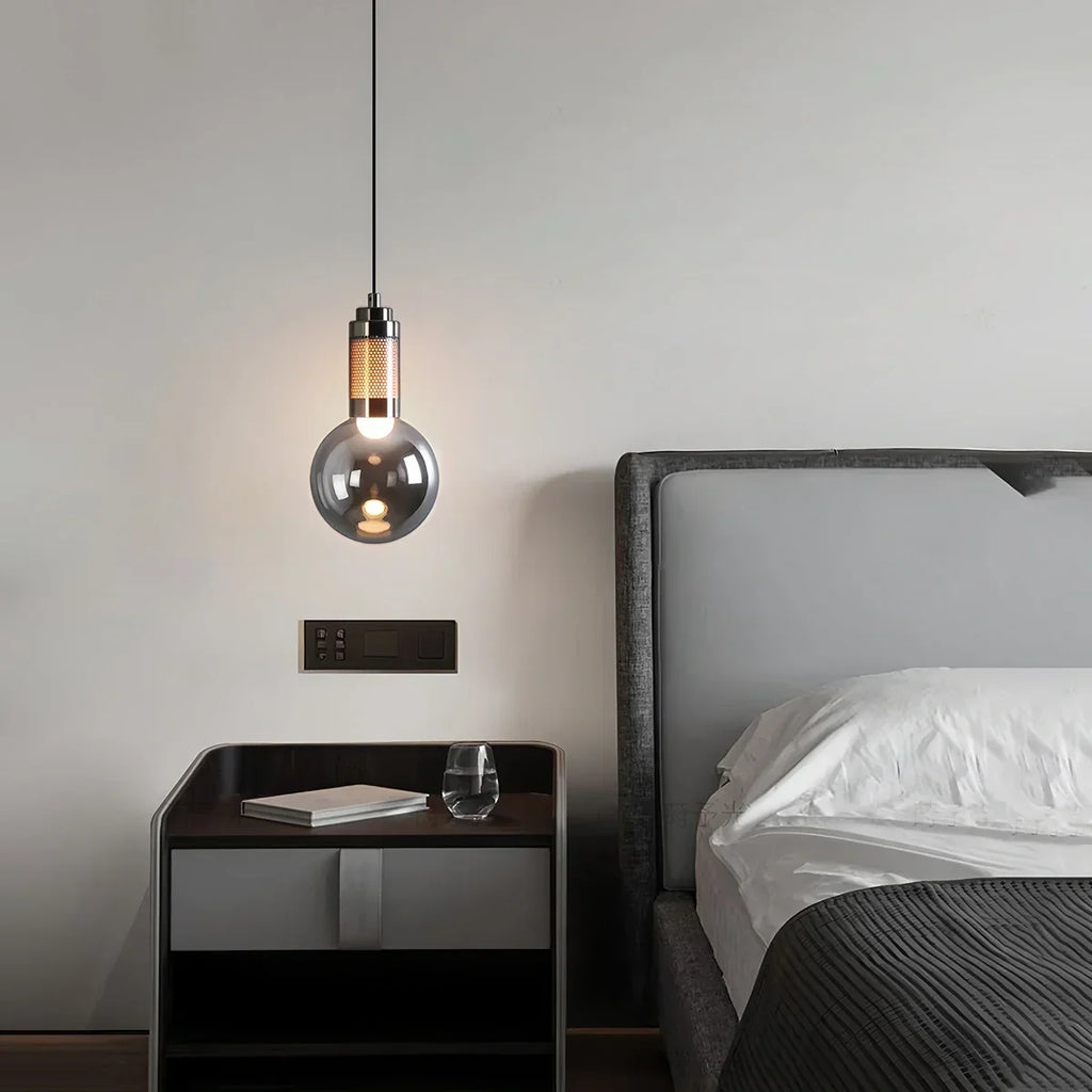 Industrial Glass Pendant Light for Bedroom | Desfino