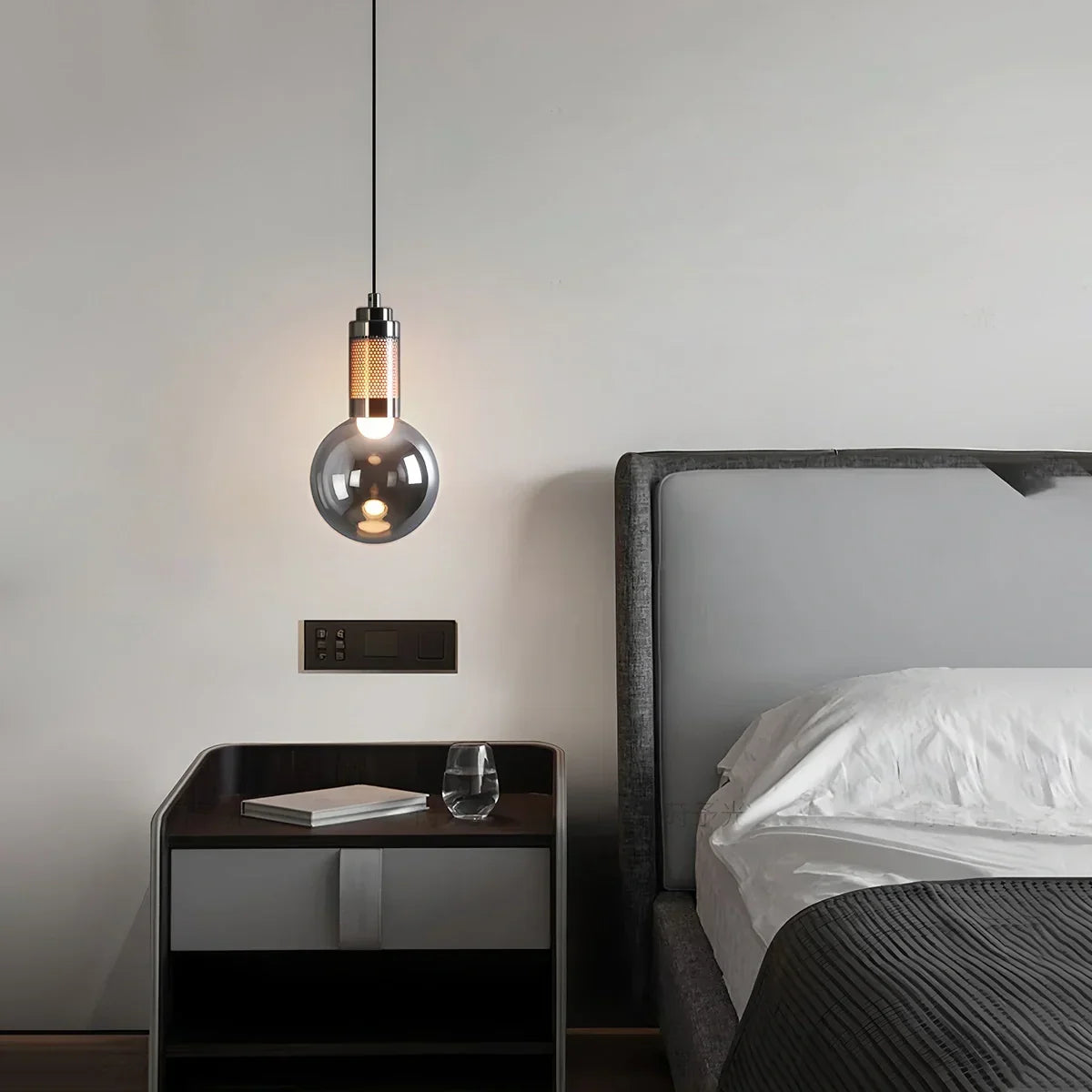 Industrial Glass Pendant Light for Bedroom | Desfino