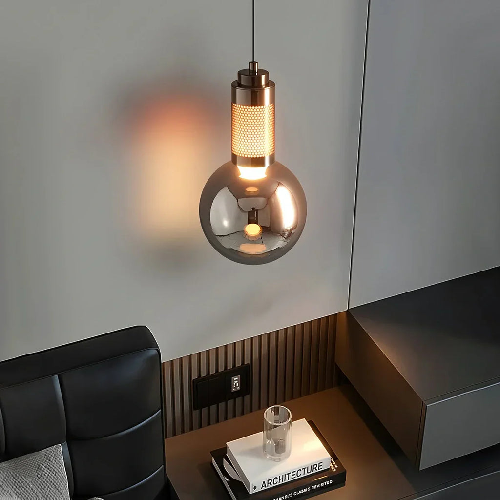 Industrial Glass Pendant Light for Bedroom | Desfino