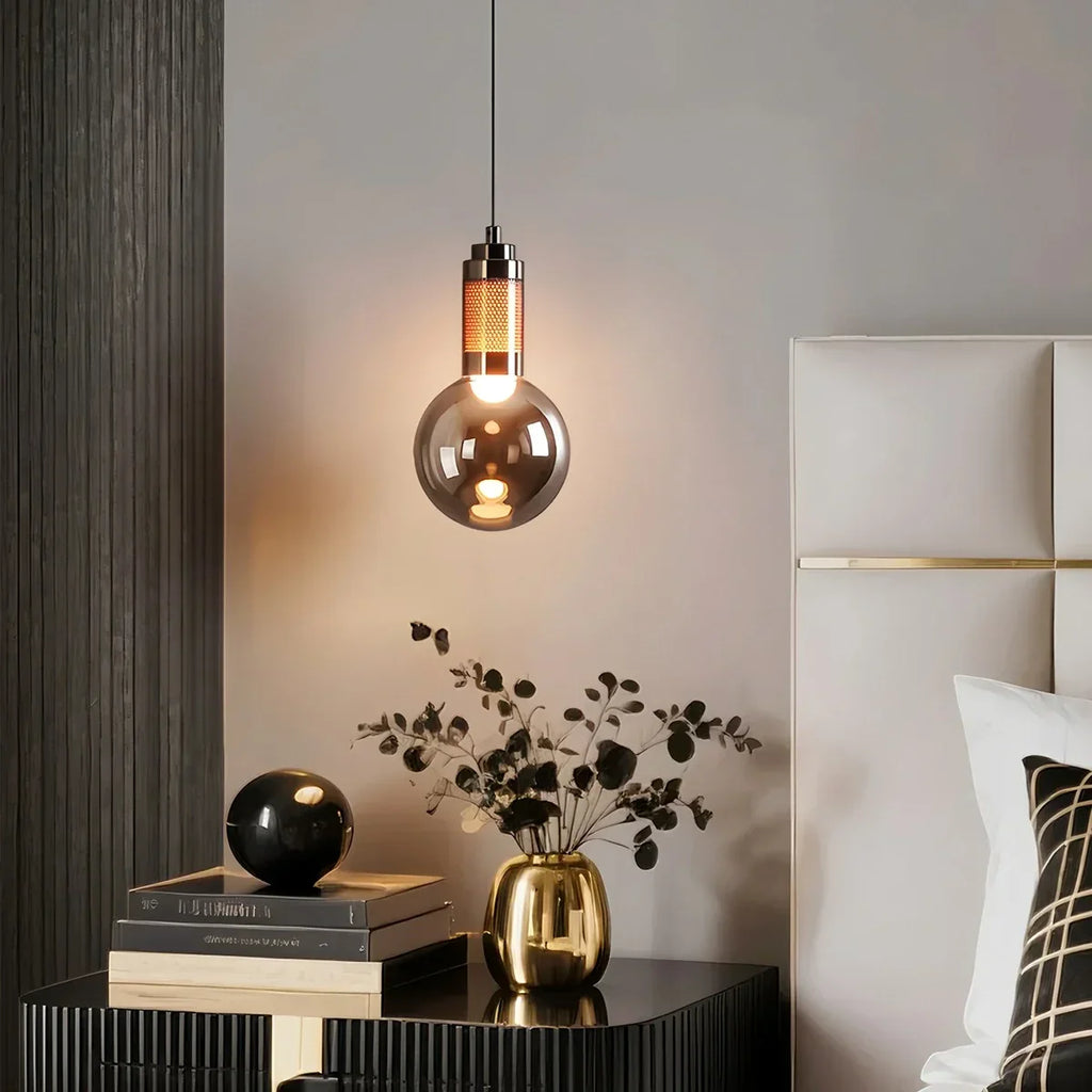 Industrial Glass Pendant Light for Bedroom | Desfino