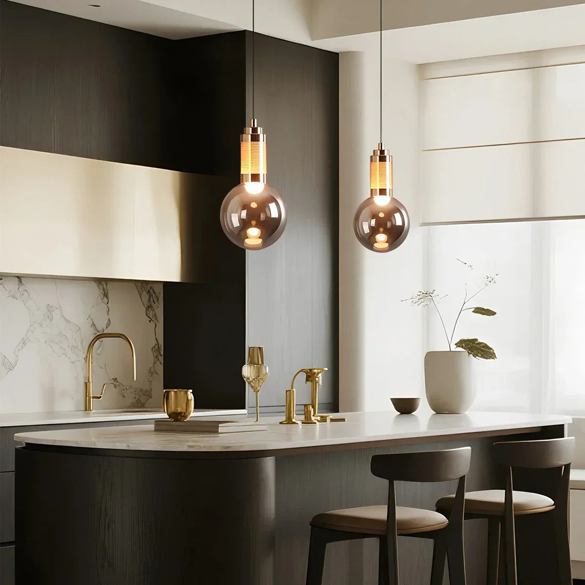 Industrial Glass Pendant Light for Bedroom | Desfino