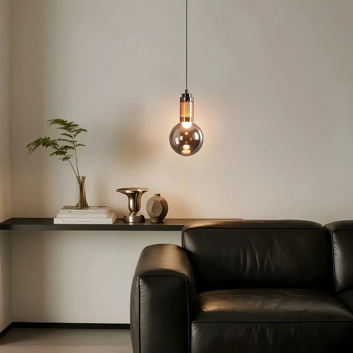 Industrial Glass Pendant Light for Bedroom | Desfino