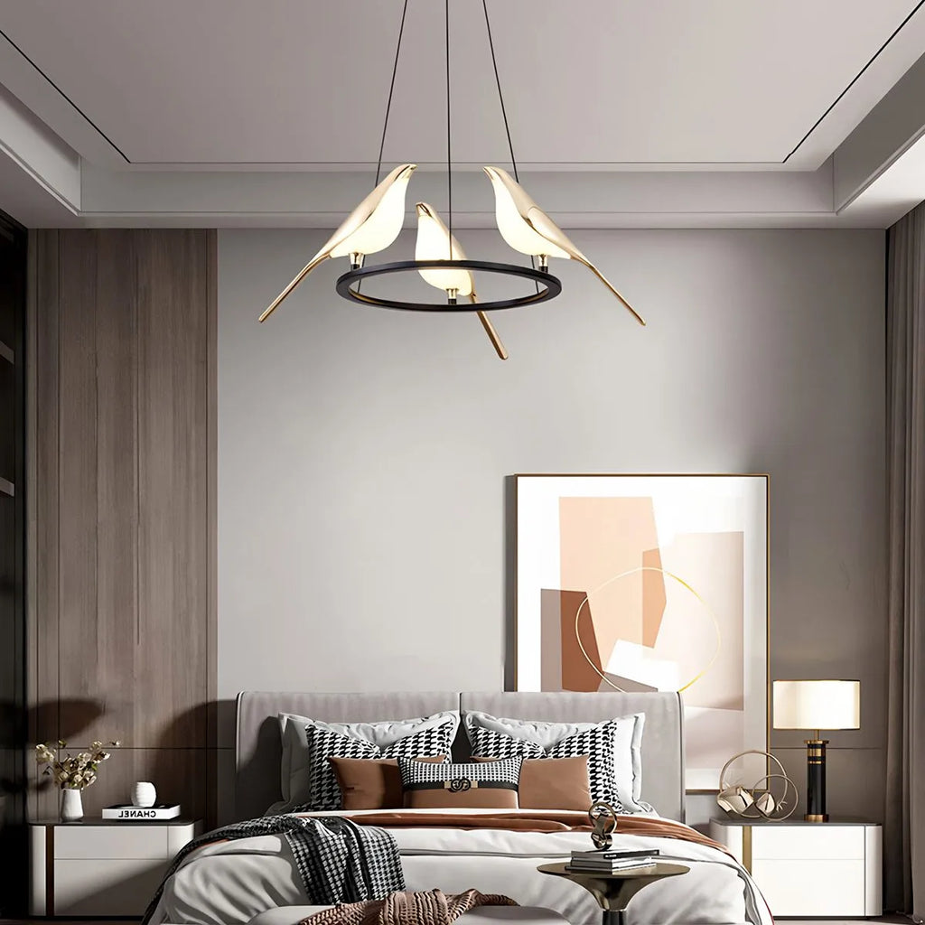 Modern Gold Birds LED Chandelier | Desfino