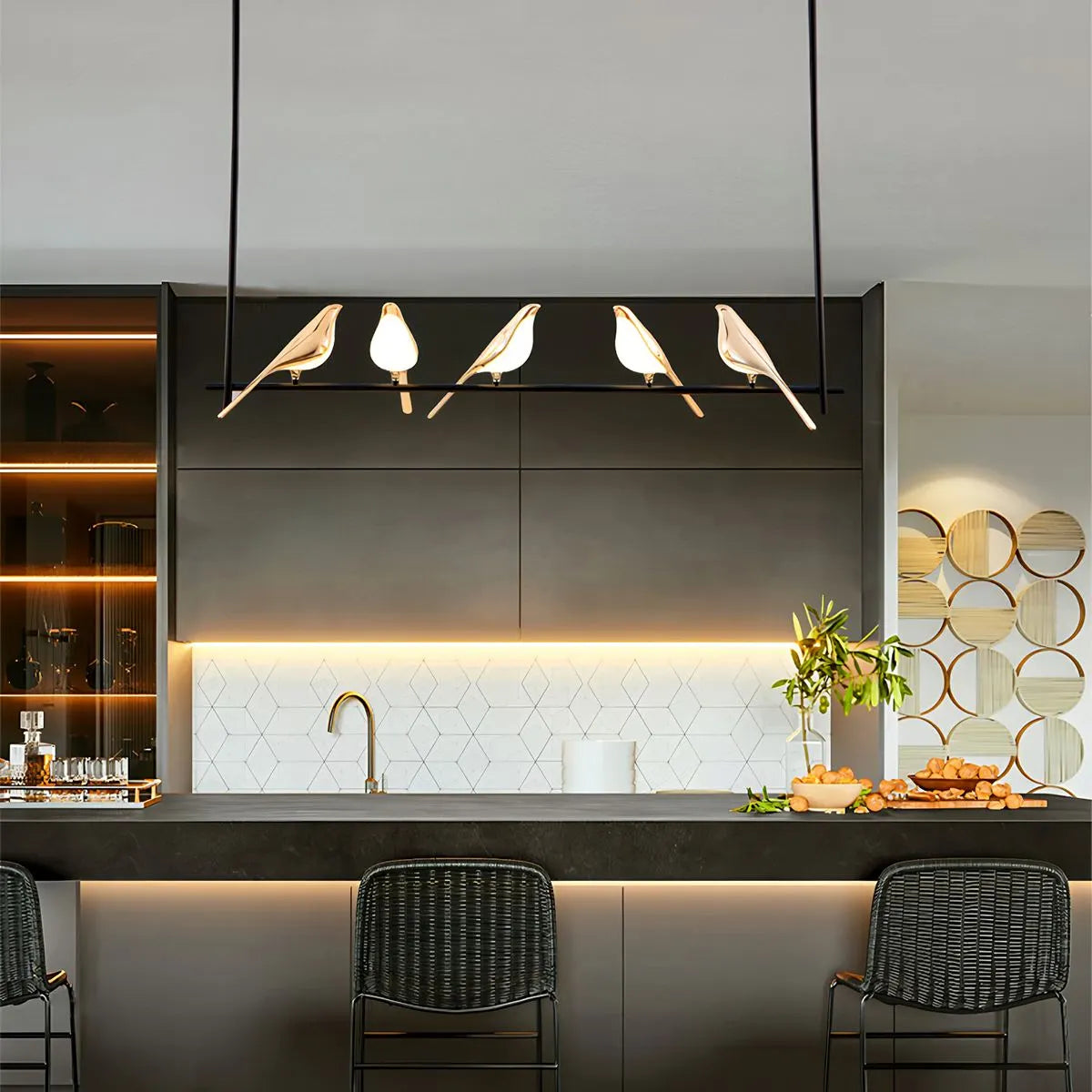 Modern Gold Birds LED Chandelier | Desfino