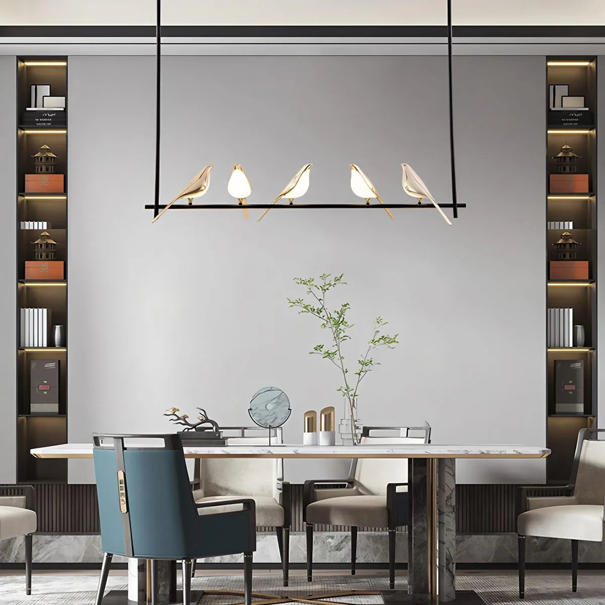 Modern Gold Birds LED Chandelier | Desfino