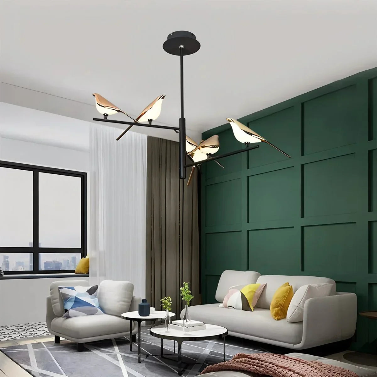 Modern Gold Birds LED Chandelier | Desfino