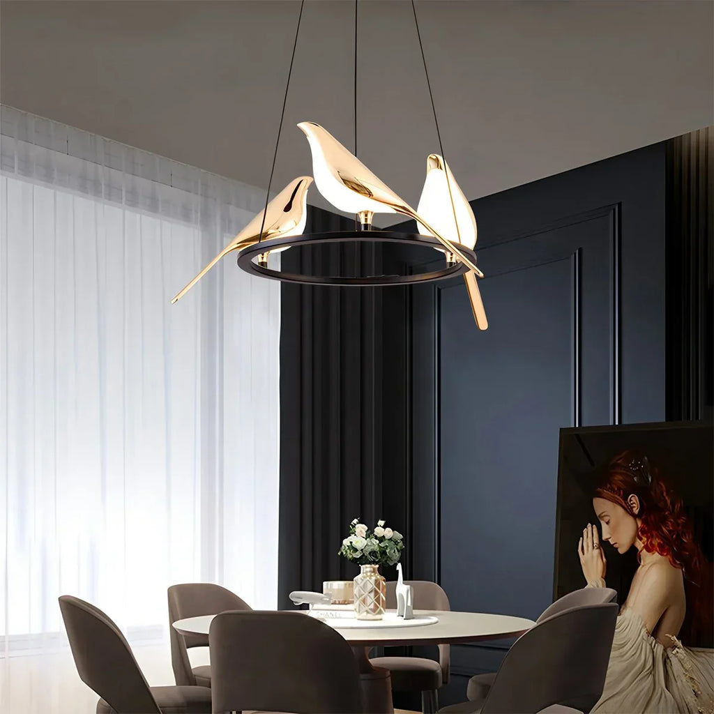 Modern Gold Birds LED Chandelier | Desfino