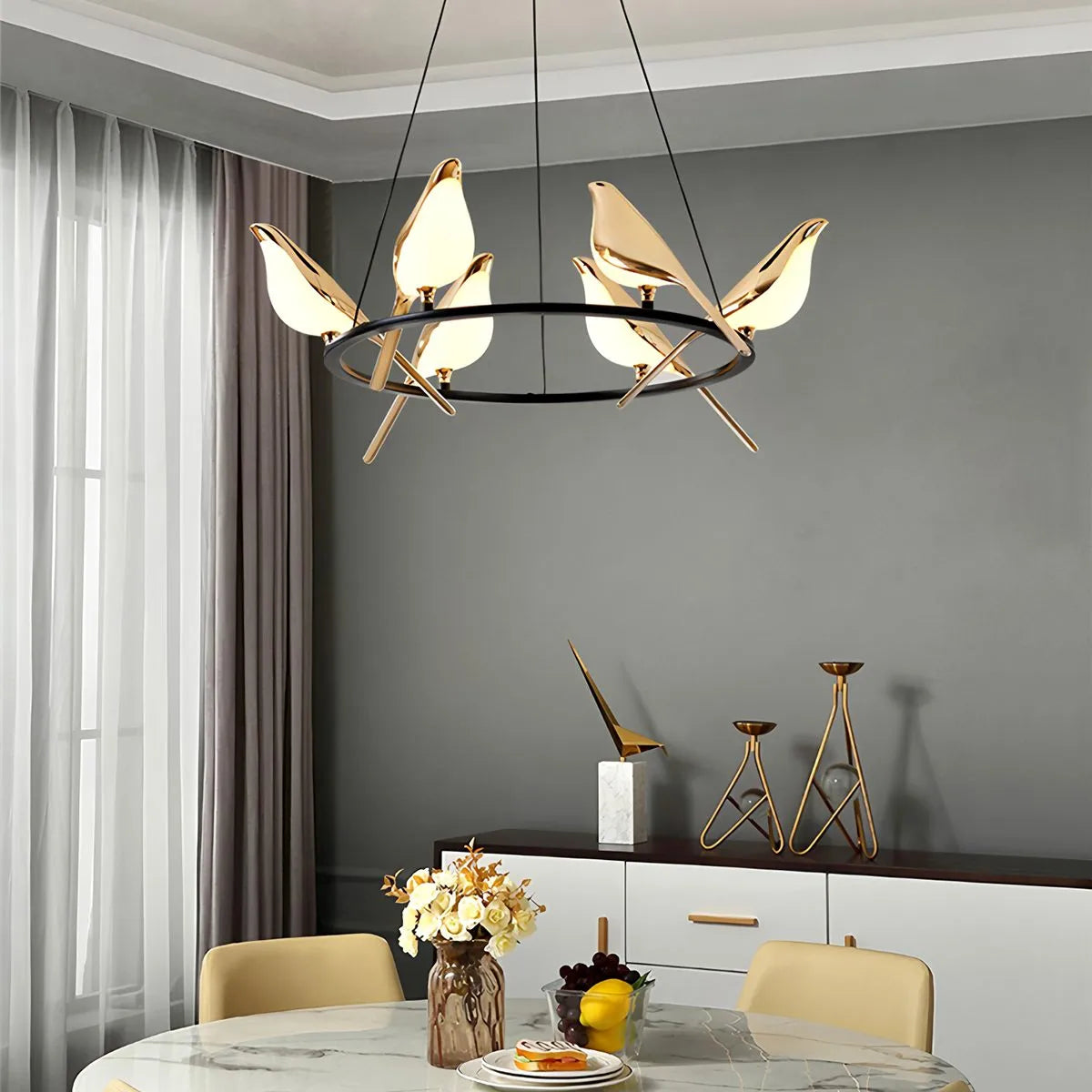 Modern Gold Birds LED Chandelier | Desfino