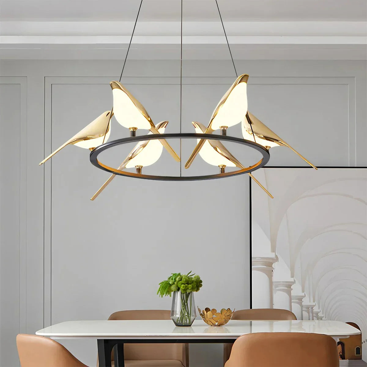 Modern Gold Birds LED Chandelier | Desfino