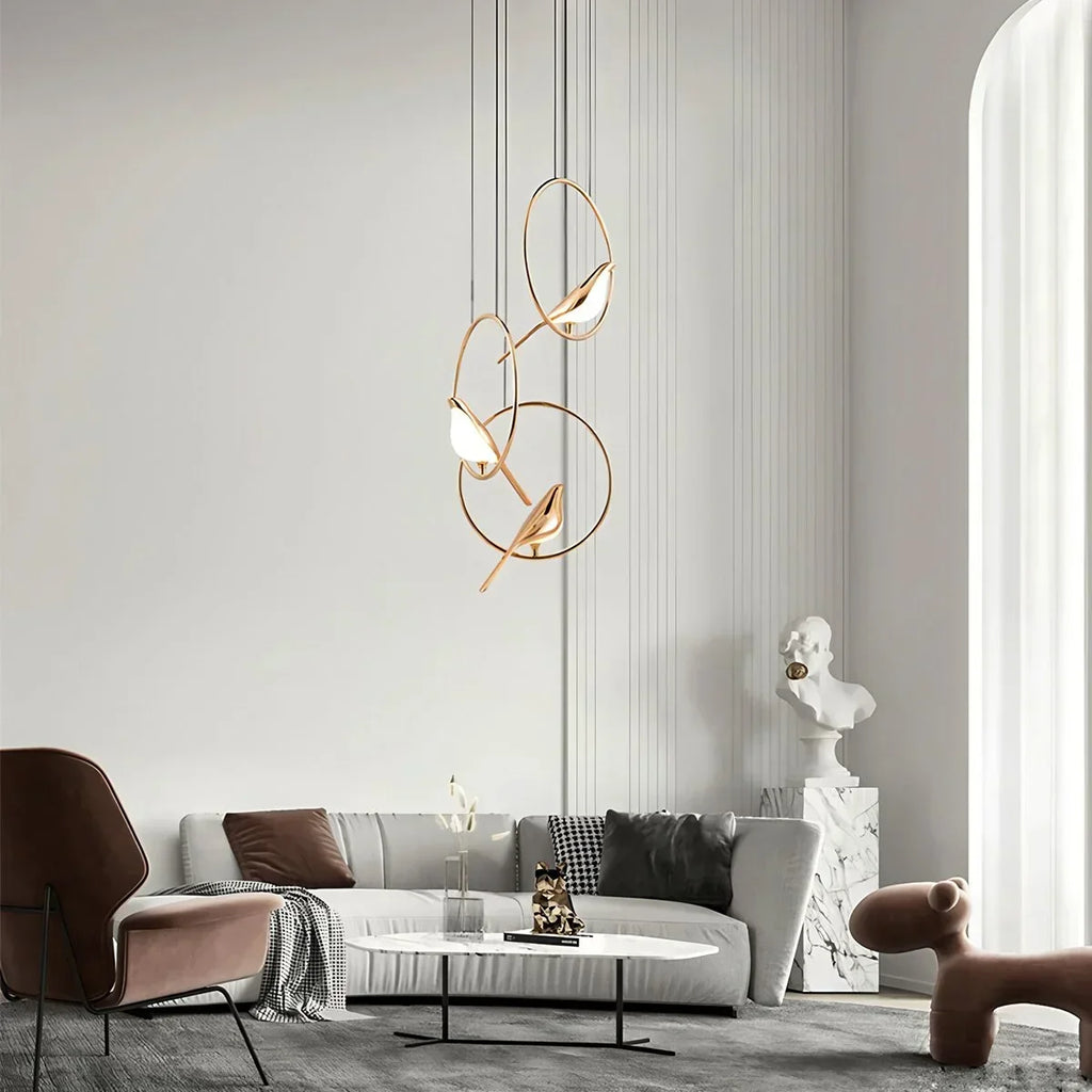 Modern Gold Birds LED Chandelier | Desfino