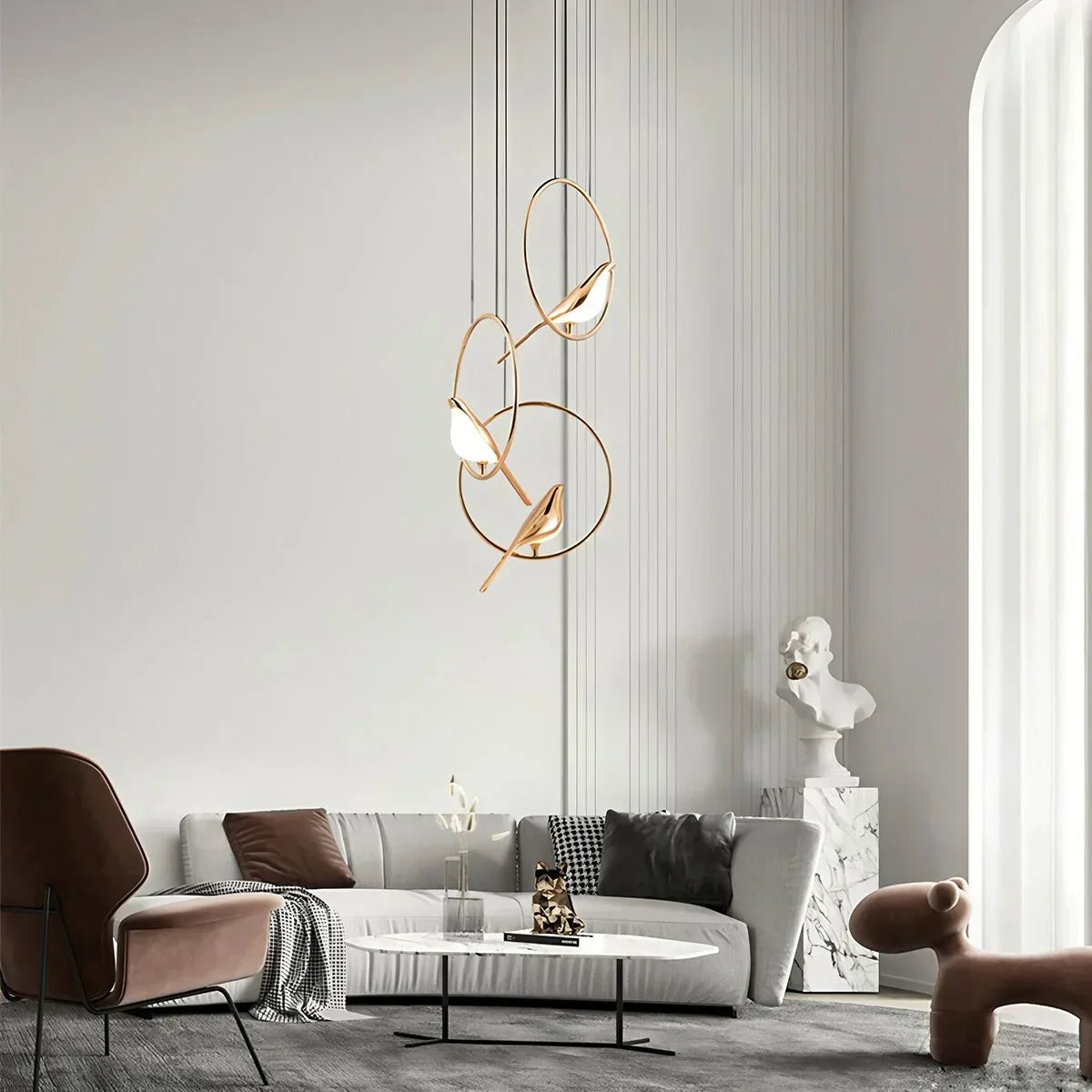 Modern Gold Birds LED Chandelier | Desfino