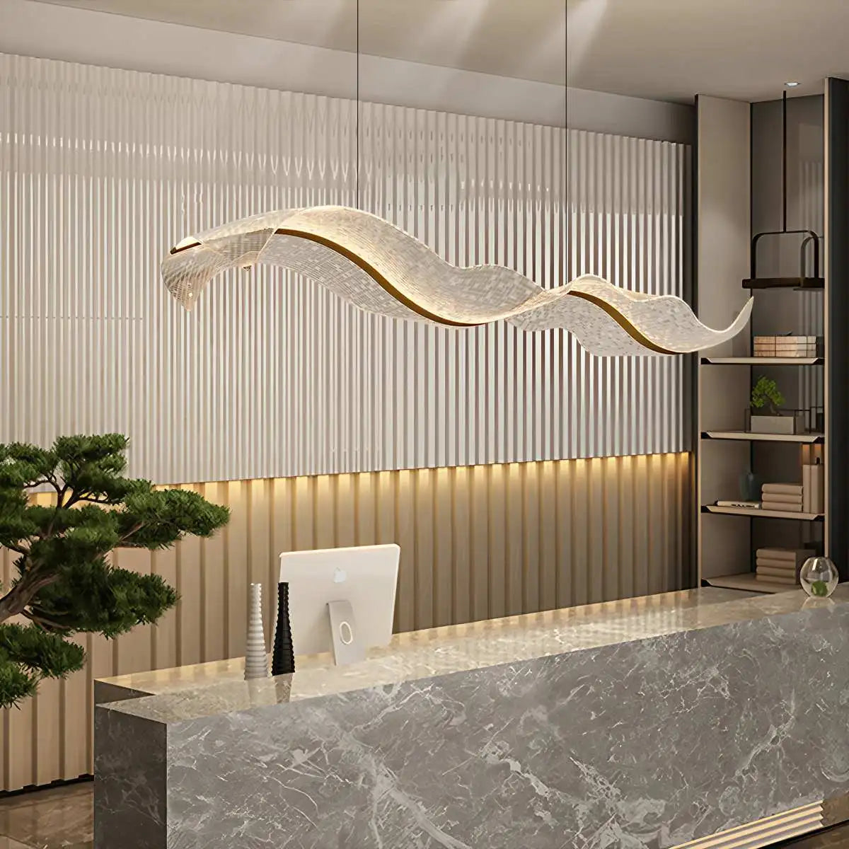 Modern LED Wave Acrylic Chandelier | Desfino