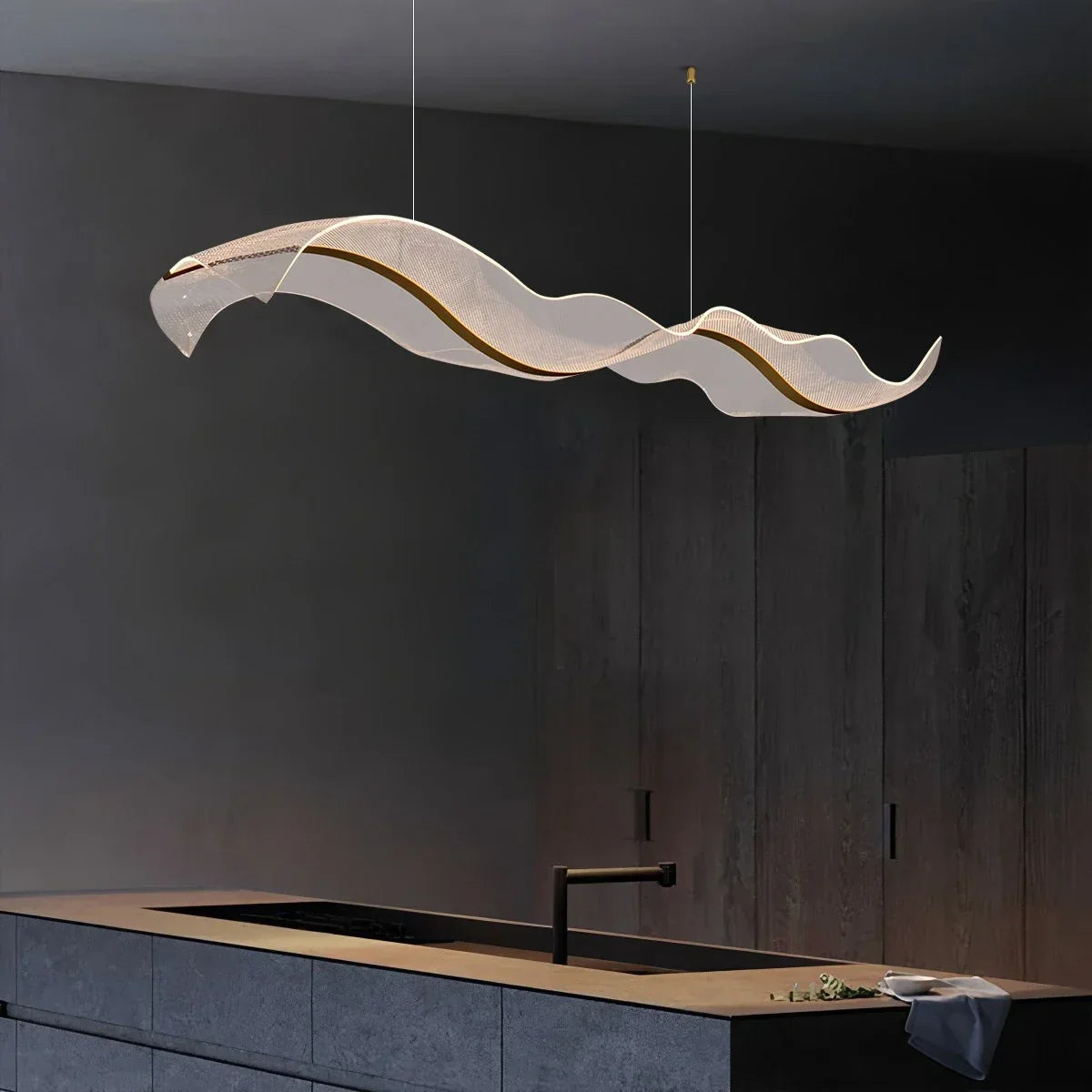 Modern LED Wave Acrylic Chandelier | Desfino