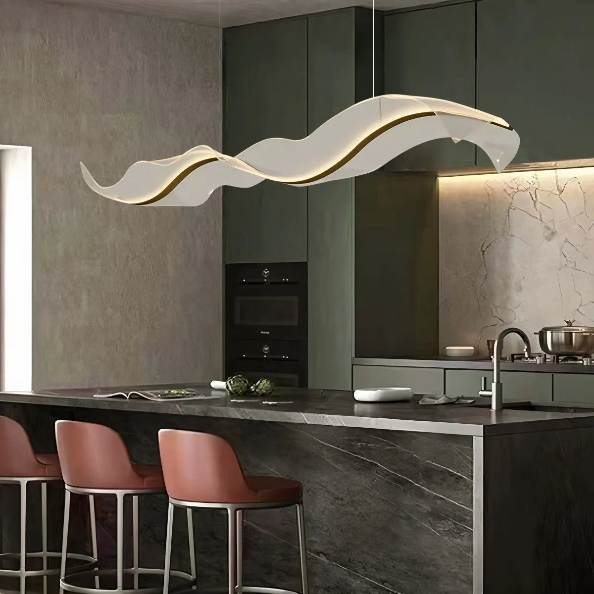 Modern LED Wave Acrylic Chandelier | Desfino