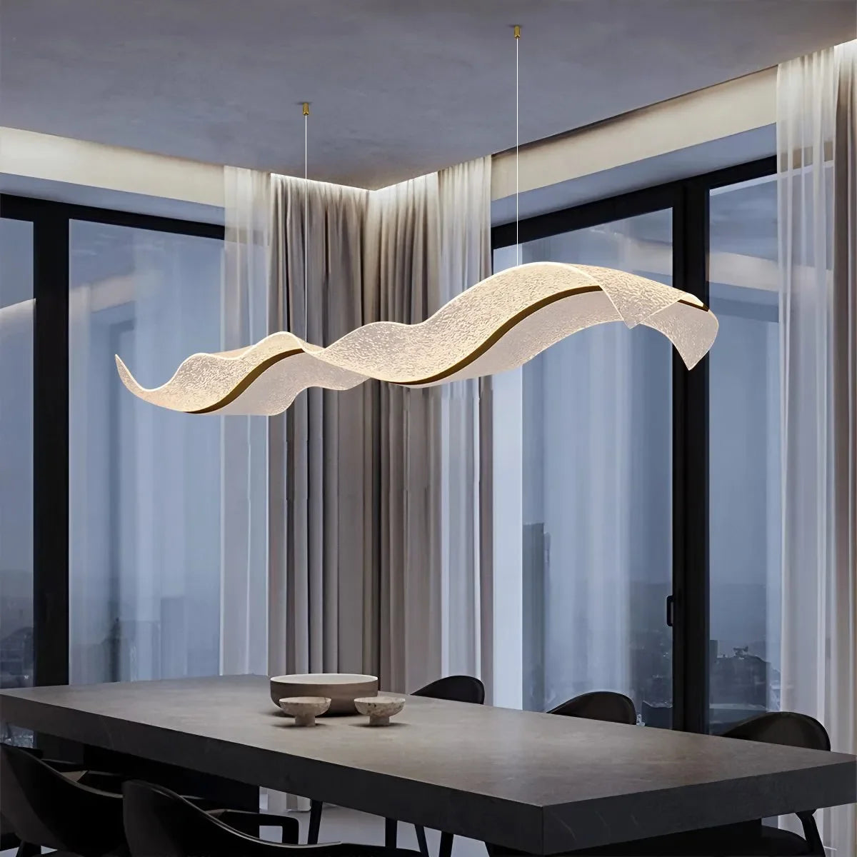 Modern LED Wave Acrylic Chandelier | Desfino