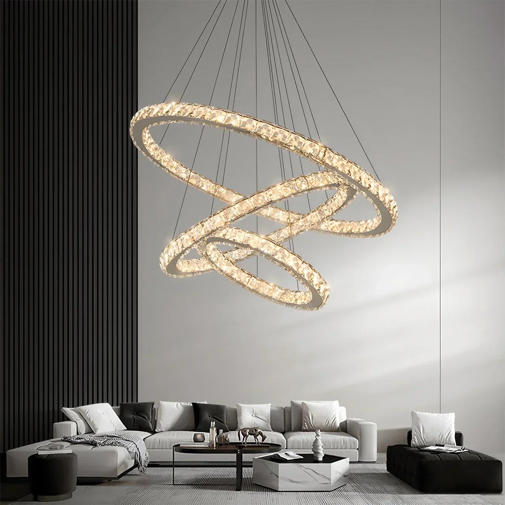 Moderner runder LED-Kristallkronleuchter im Light-Luxury-Stil | Desfino