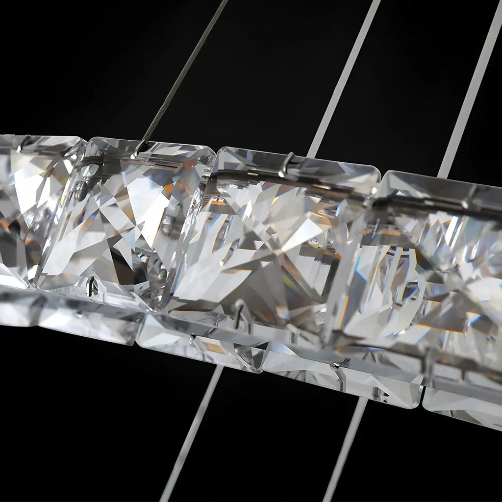 Moderner runder LED-Kristallkronleuchter im Light-Luxury-Stil | Desfino
