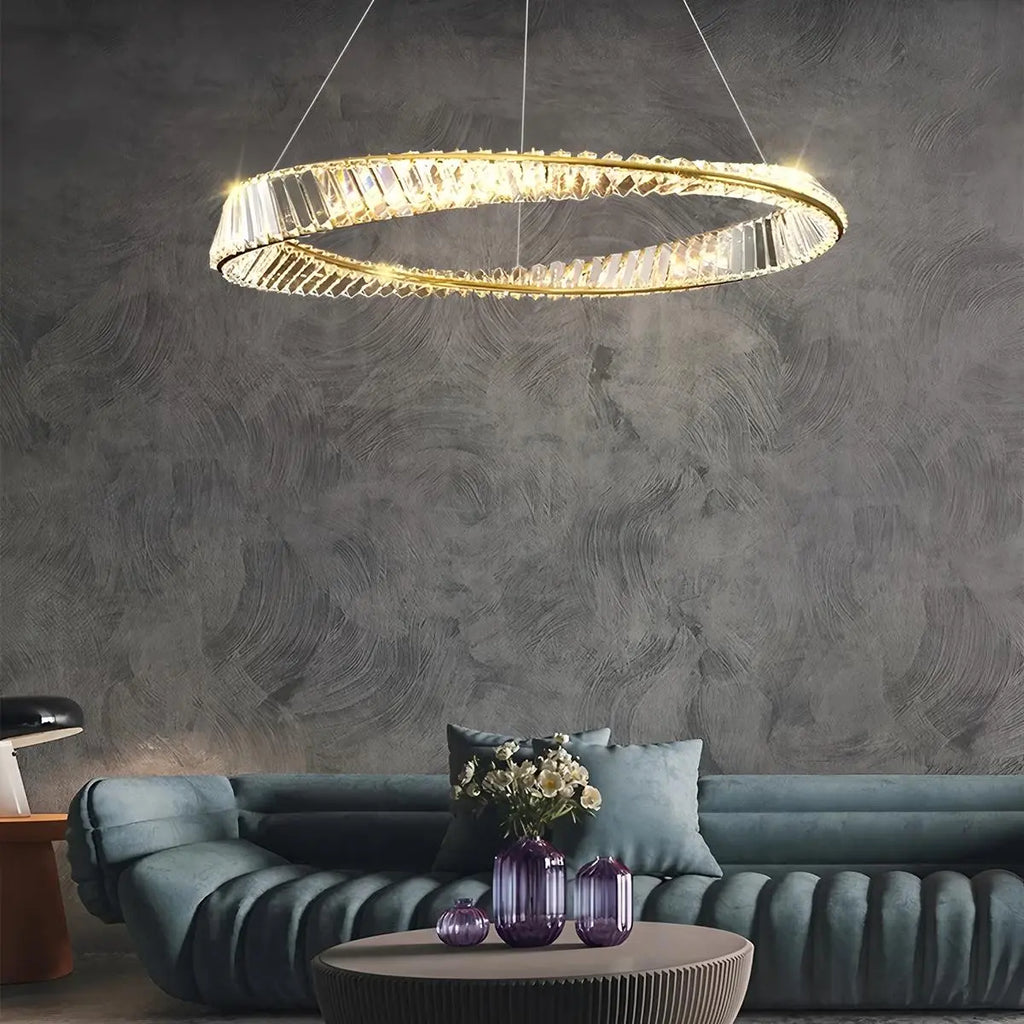 Moderner luxuriöser Ringkronleuchter aus Metall und Glas | Desfino