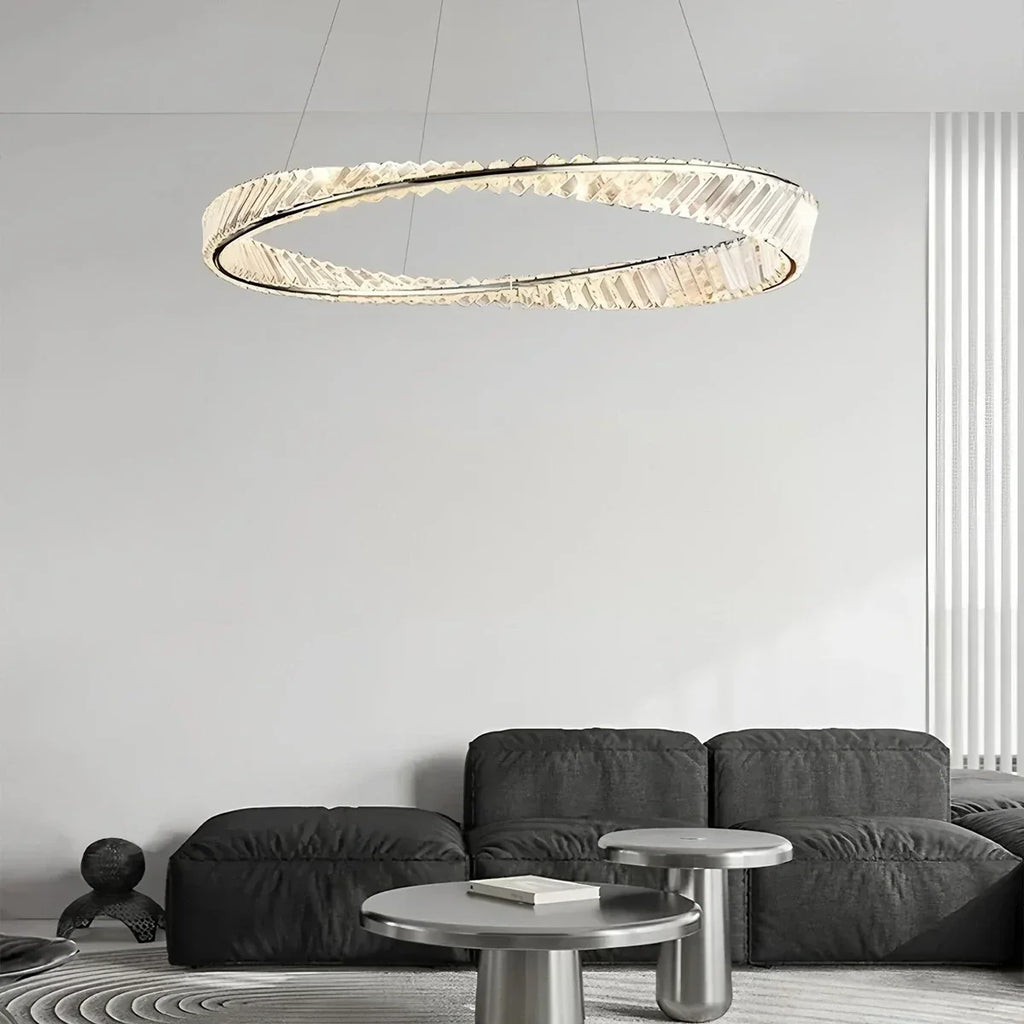 Moderner luxuriöser Ringkronleuchter aus Metall und Glas | Desfino