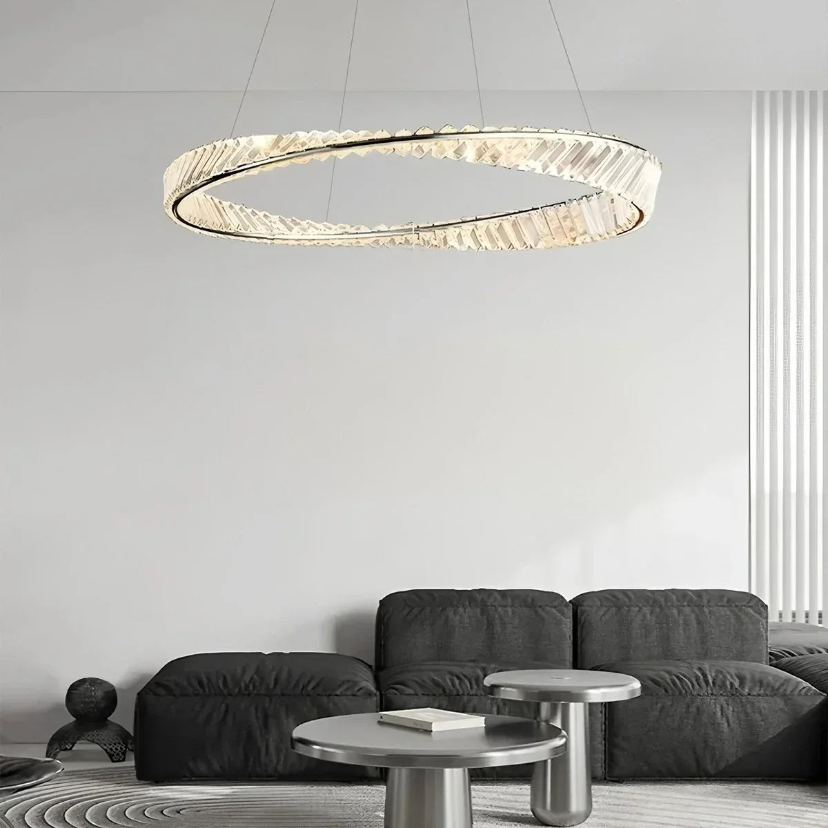 Moderner luxuriöser Ringkronleuchter aus Metall und Glas | Desfino
