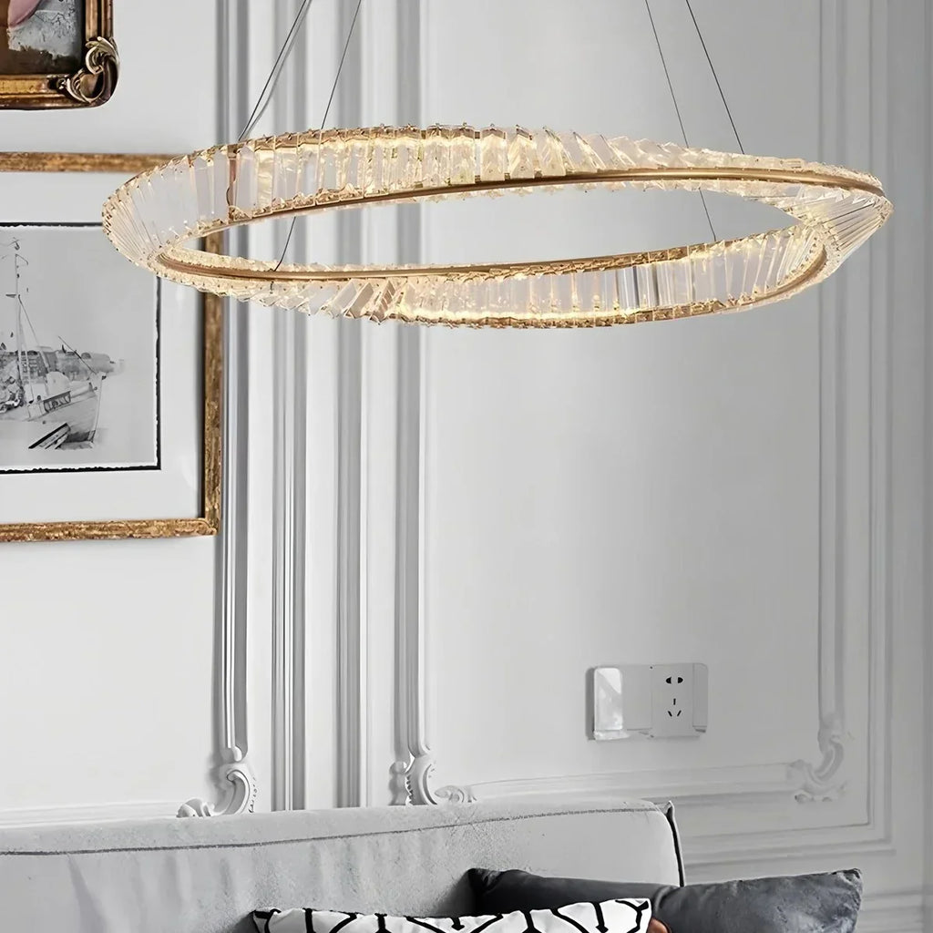 Moderner luxuriöser Ringkronleuchter aus Metall und Glas | Desfino