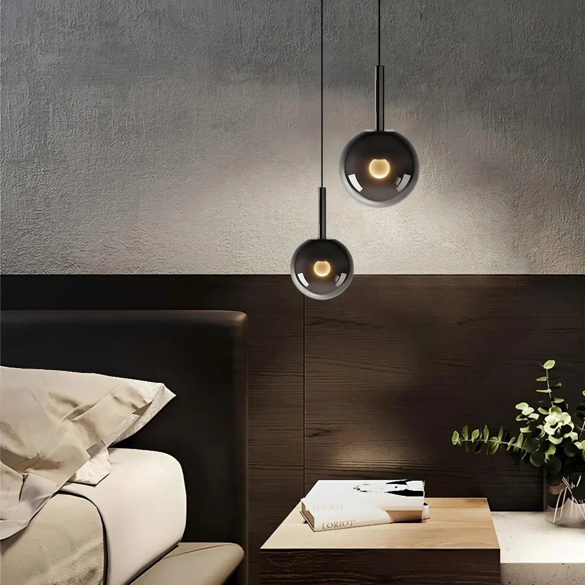 Adjustable Bedside Glass Pendant Light | Desfino