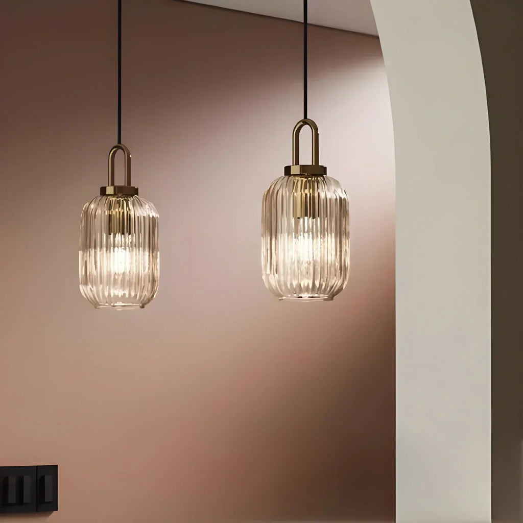 Modern Ribbed Clear Glass Pendant Light | Desfino
