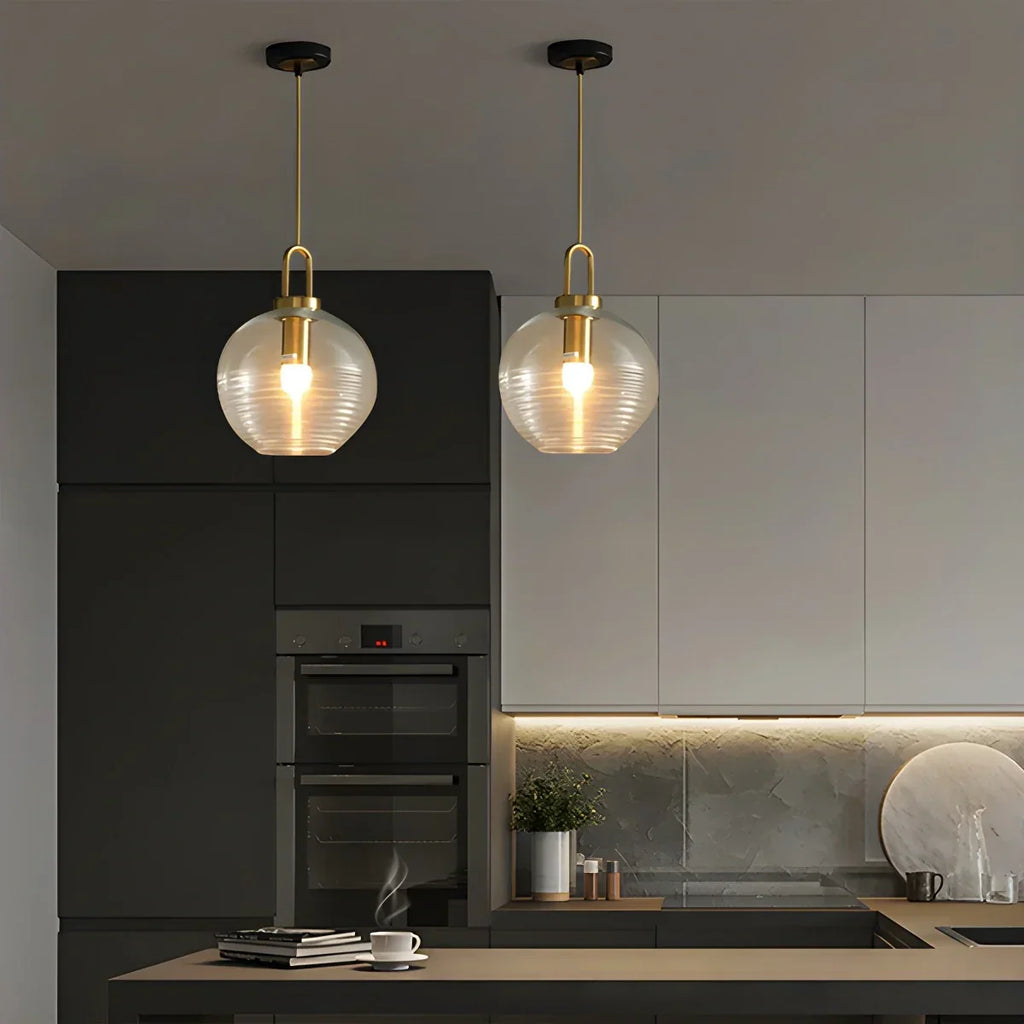 Modern Ribbed Clear Glass Pendant Light | Desfino