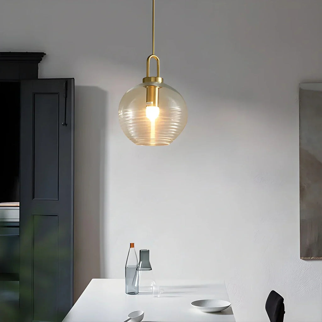 Modern Ribbed Clear Glass Pendant Light | Desfino
