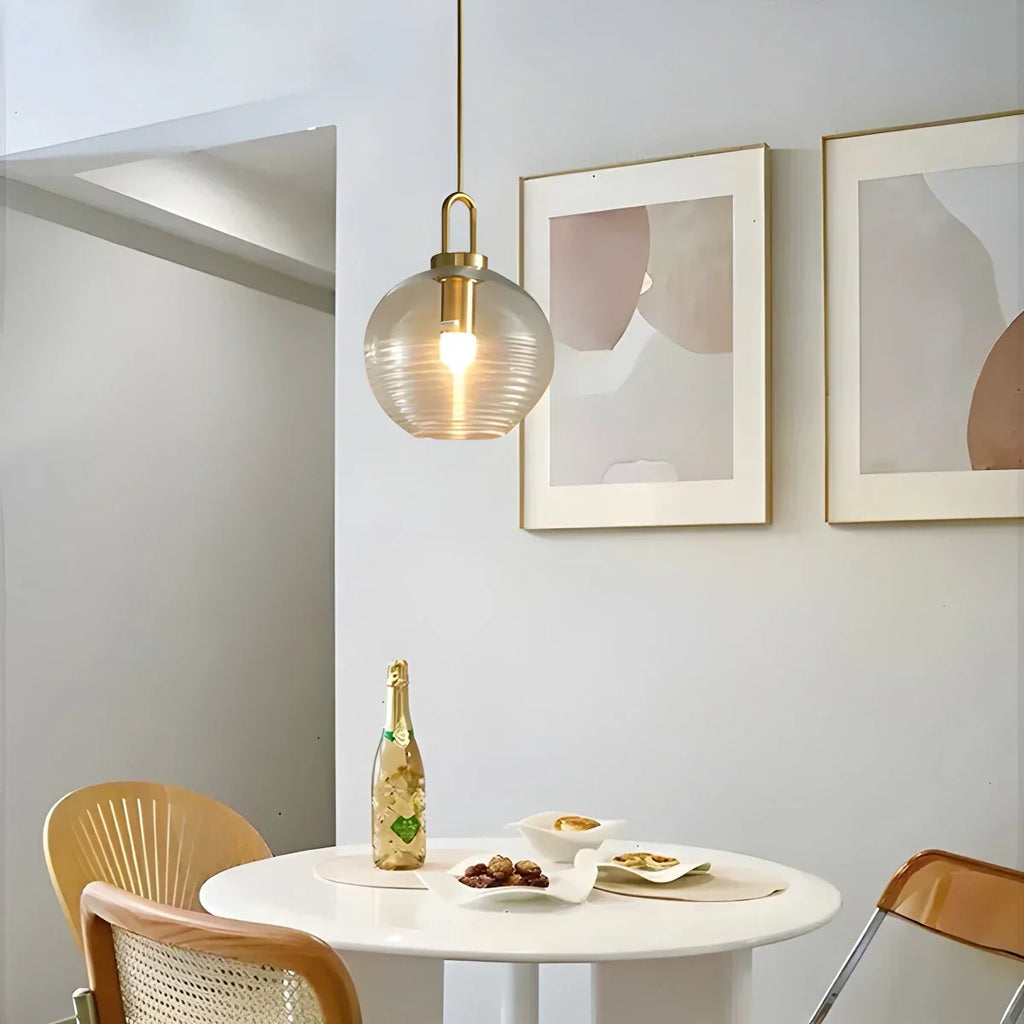 Modern Ribbed Clear Glass Pendant Light | Desfino