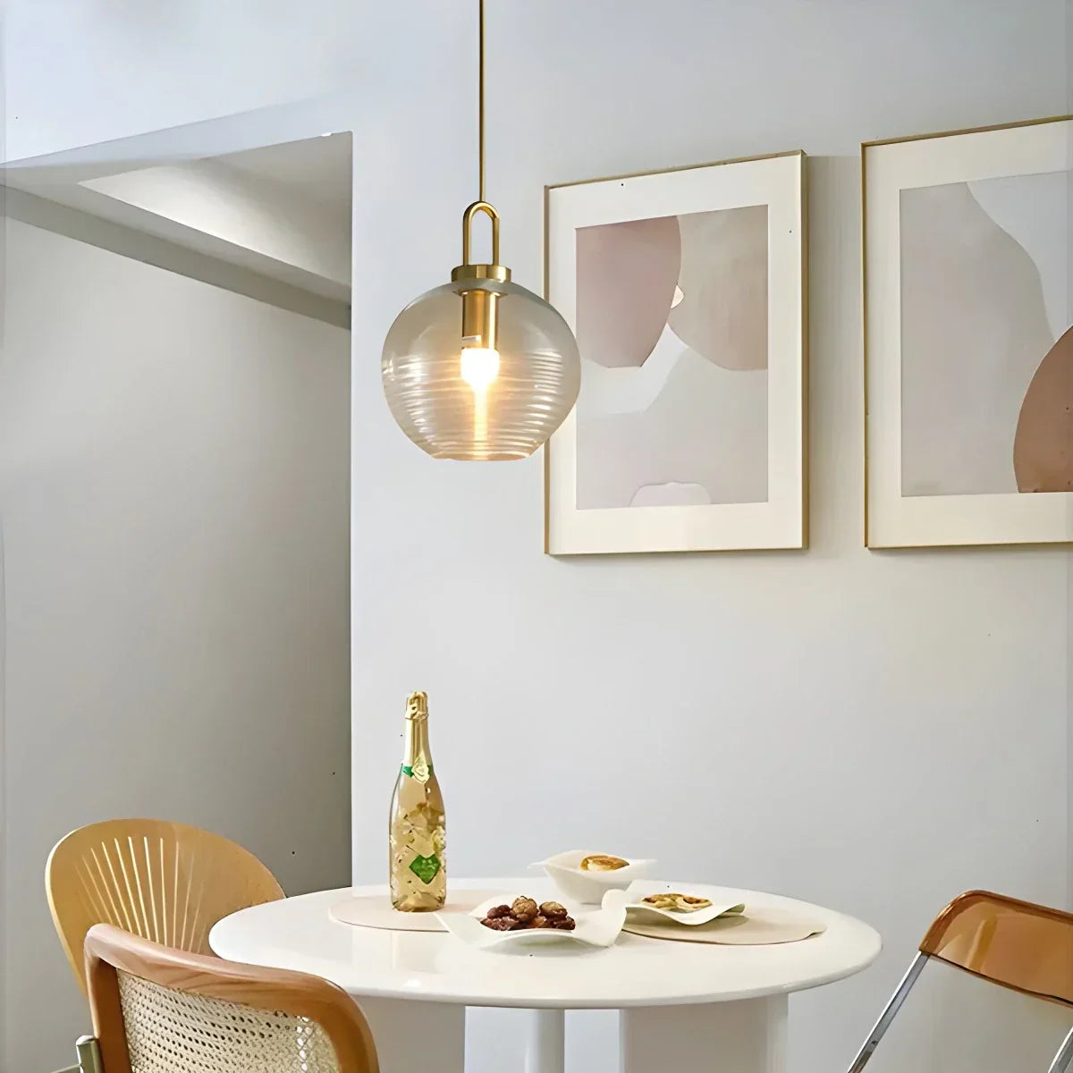 Modern Ribbed Clear Glass Pendant Light | Desfino