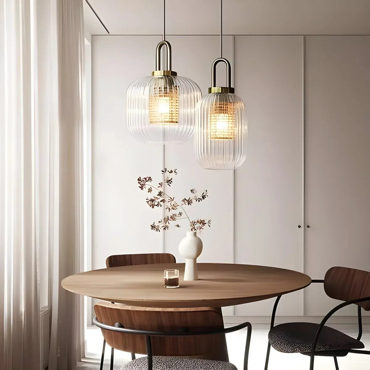 Modern Ribbed Clear Glass Pendant Light | Desfino
