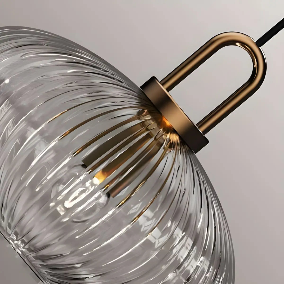 Modern Ribbed Clear Glass Pendant Light | Desfino