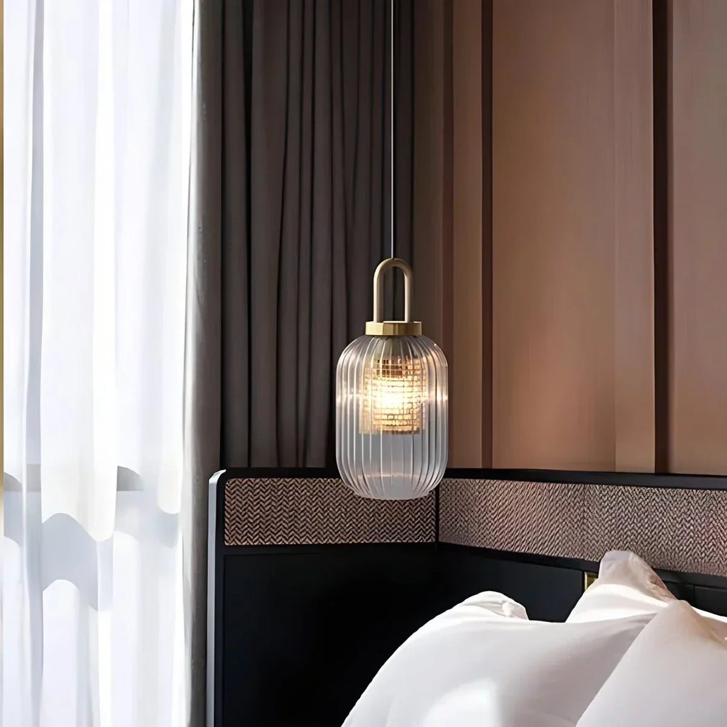 Modern Ribbed Clear Glass Pendant Light | Desfino