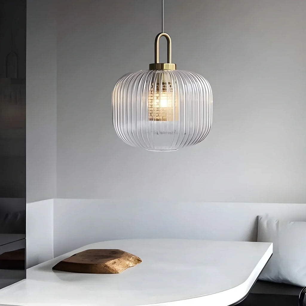Modern Ribbed Clear Glass Pendant Light | Desfino