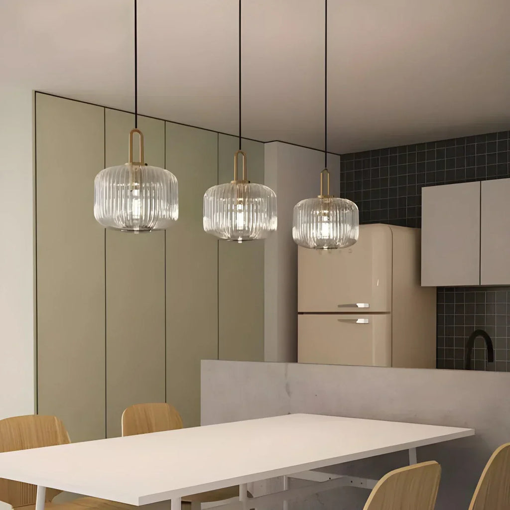 Modern Ribbed Clear Glass Pendant Light | Desfino