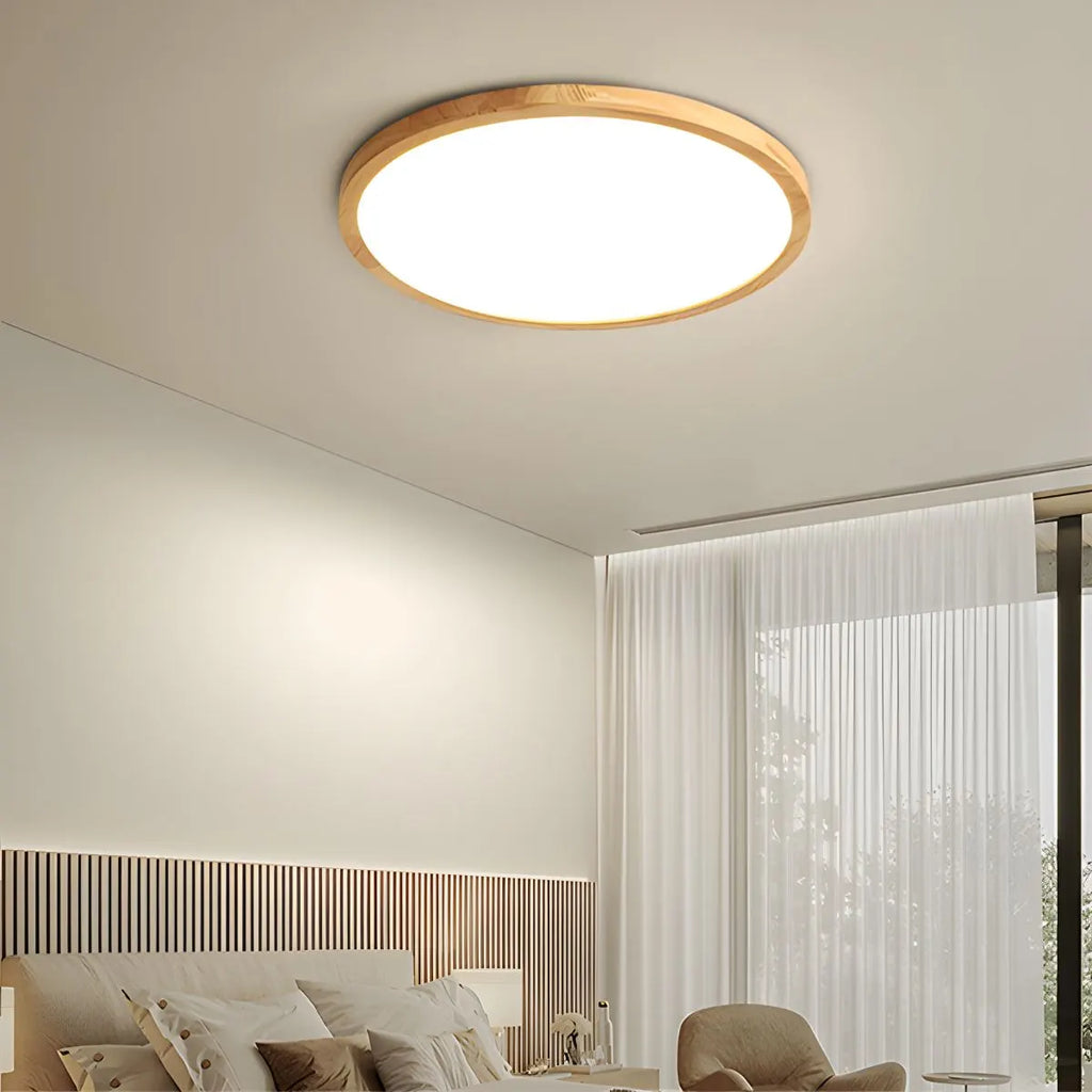 Modern Wood Round Ceiling Light for Bedroom | Desfino
