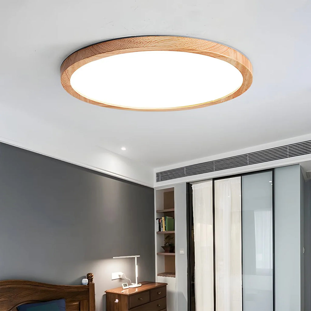 Modern Wood Round Ceiling Light for Bedroom | Desfino
