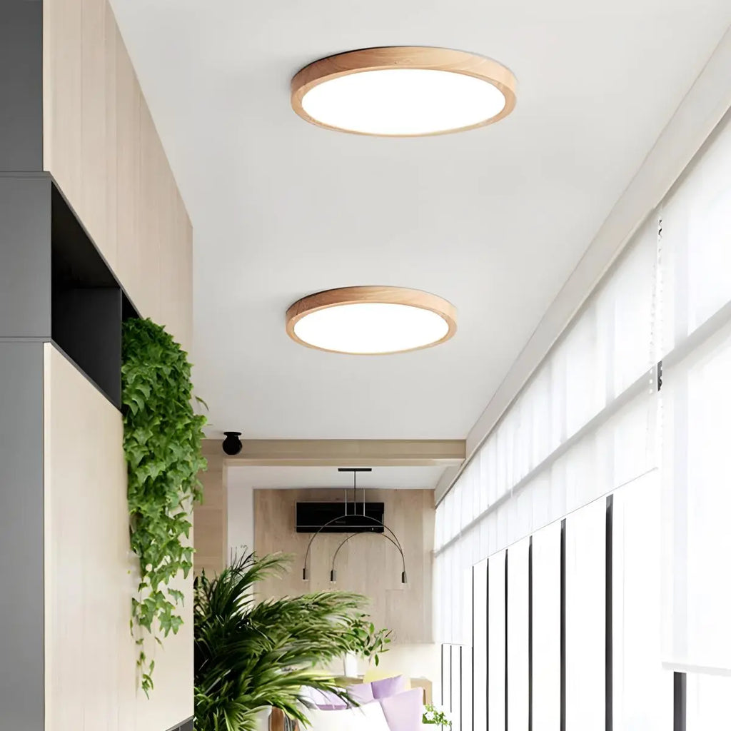 Modern Wood Round Ceiling Light for Bedroom | Desfino