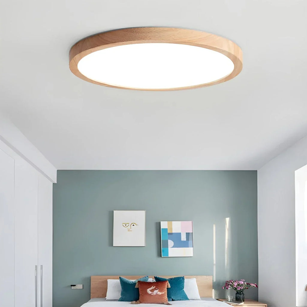 Modern Wood Round Ceiling Light for Bedroom | Desfino