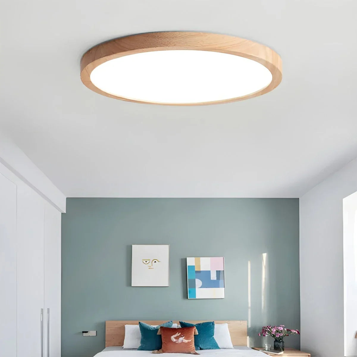 Modern Wood Round Ceiling Light for Bedroom | Desfino
