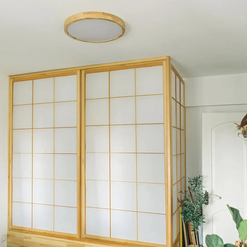 Modern Wood Round Ceiling Light for Bedroom | Desfino